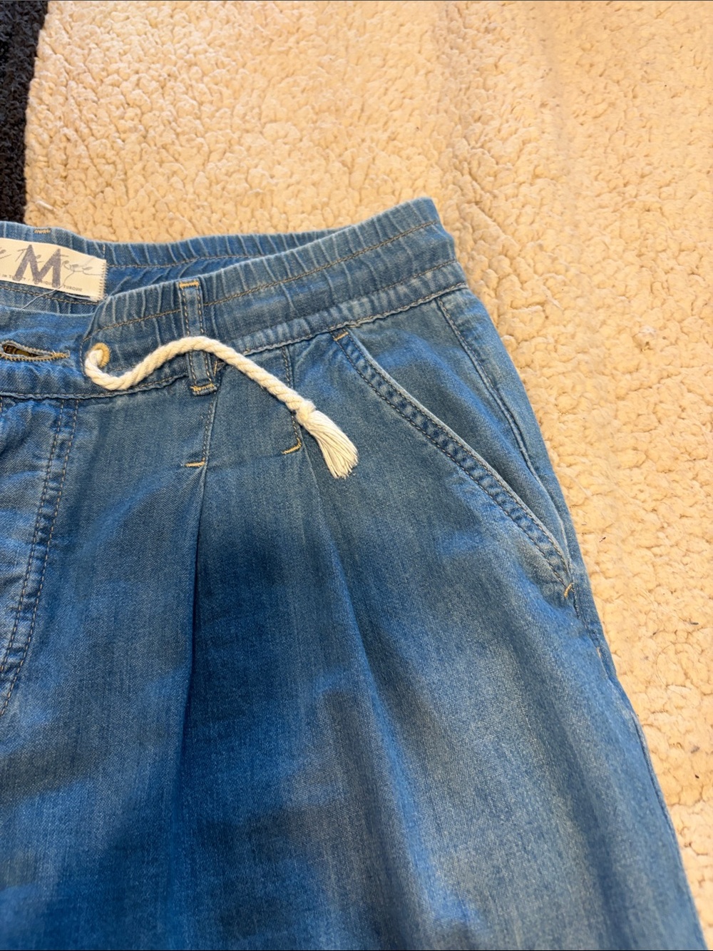 Women’s Light Blue Drawstring Denim Jeans lightweight - Picture 3 of 10